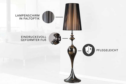 Edle Design Stehlampe LUCIE 160cm schwarz Barock Stil Stehleuchte